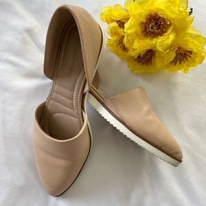 Adrienne Vittadini Nude Leather Mules Flats  7.5